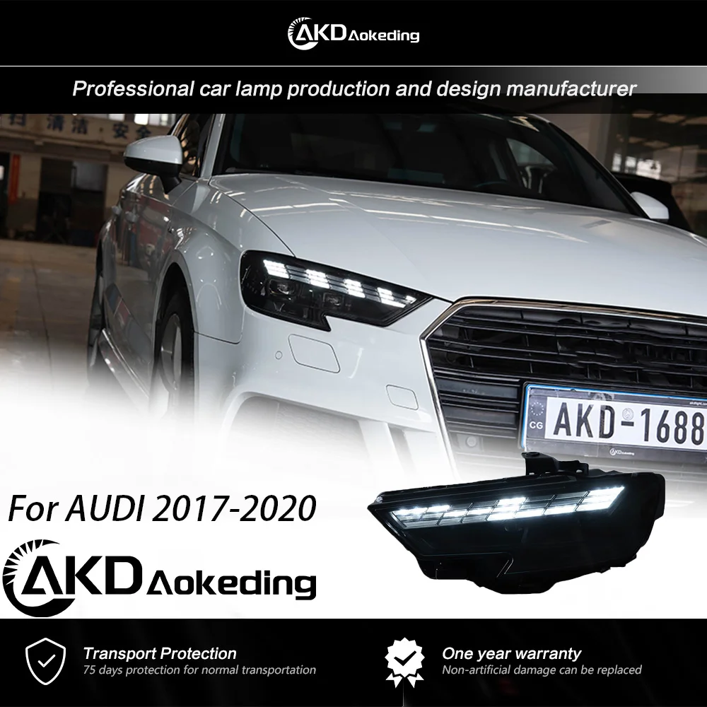 

AKD Front Lamp for Audi A3 Headlights 2017-2020 LED Head Lamp Projector Lens DRL Head Lamp Auto Accessories