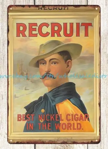 RECRUIT CIGARS metal tin sign bedroom interior design