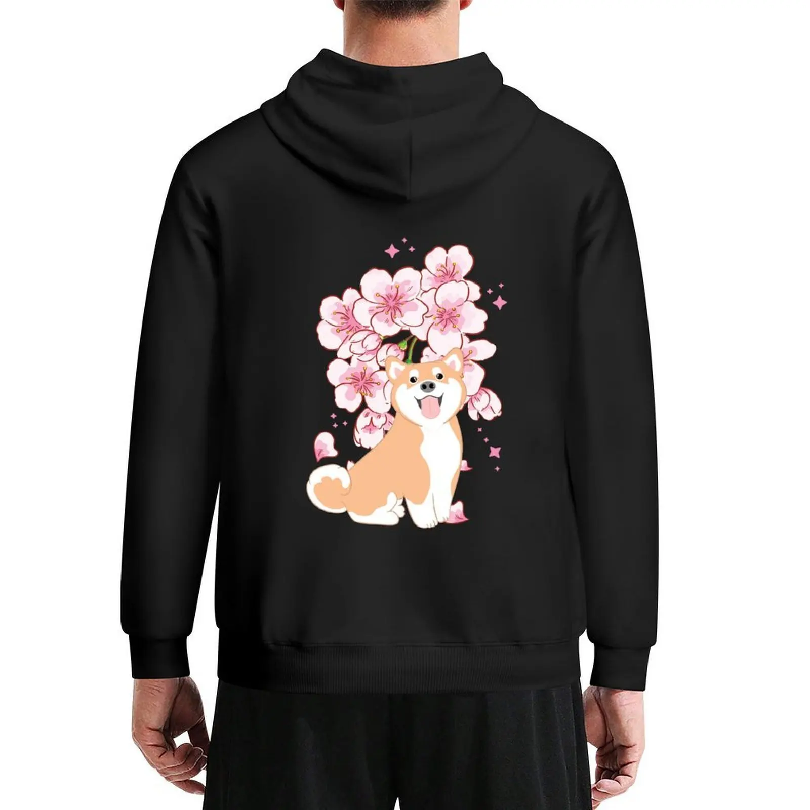 

Red Shiba Inu Cherry blossom Hoodie men's sweat-shirt mens clothing mens clothes clothes for men hoodie