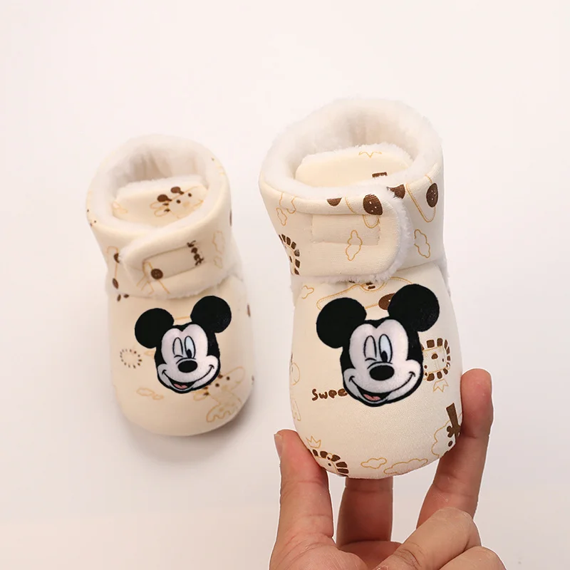

Baby Toddler Shoes Winter Thickened Cotton Shoes boy girl Baby Socks Shoes 0-1 Years Old Disney Mickey Mouse Indoor Socks