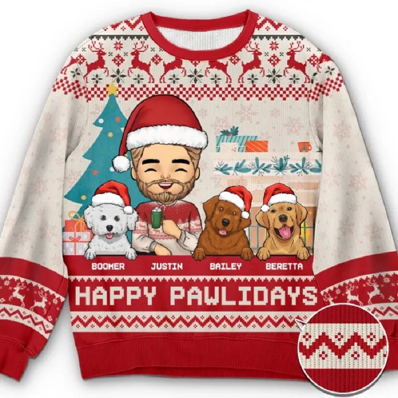 New 2024 Ugly Christmas Sweater Unisex Men Women  For Holidays Santa Elf Christmas Printed Novelty Autumn Winter Blouses Clothin