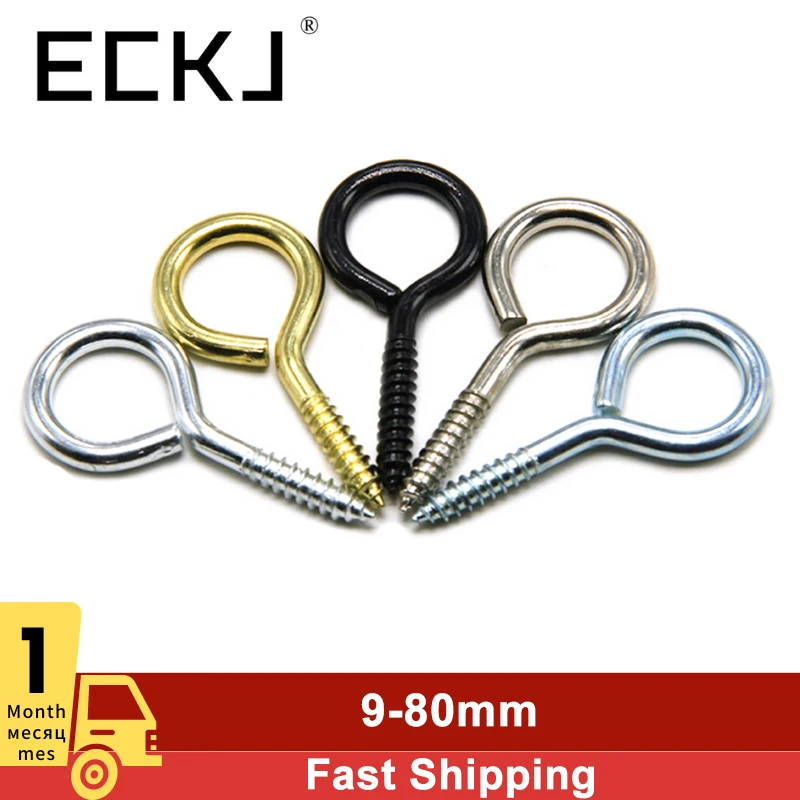 

ECKJ Screw Eye Pins Galvanization Nickel Plated Copper Facing Mini Metal Self-tapping Bolt Hook DIY Hardware Eyelet for Jewelry