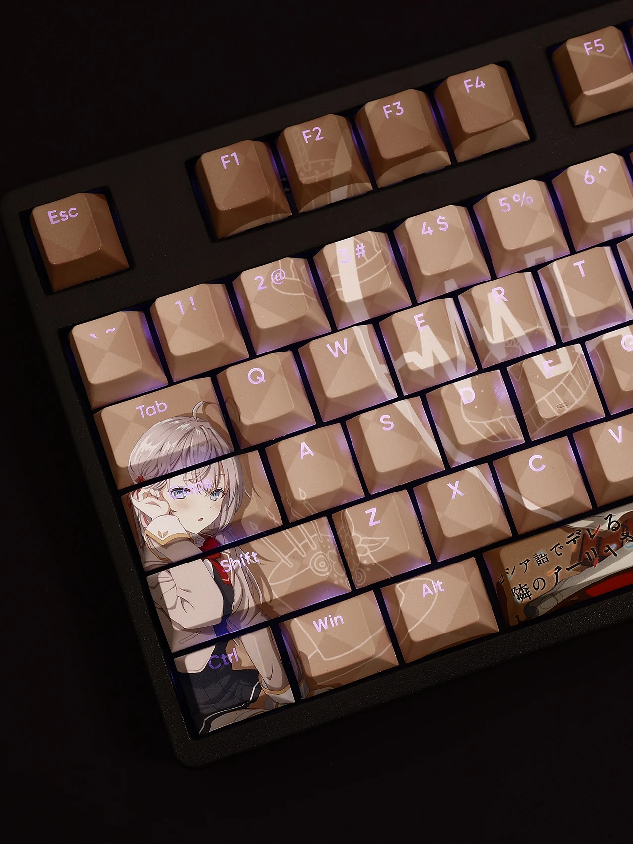 Alisa Mikhailovna Kujou 108 Keycaps Roshiere PBT DYE Sublimation Light Transmitting Cherry Cross Switch for Mechanical Keyboard