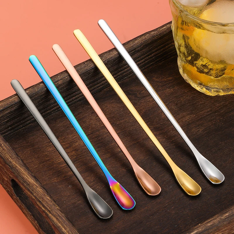 △ 1pc Stainless Steel Long Handle Stirring Spoon Coffee Tea Spoons Dessert Spoon Stirring Rod Tiny Spoon Kitchen Accessories