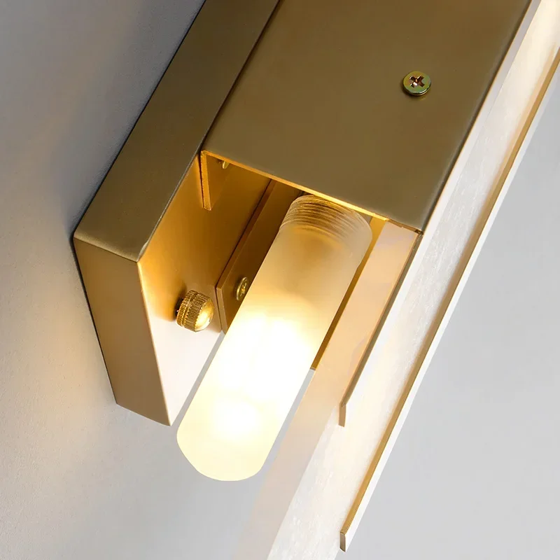 Post-modern creative natural marble wall light living room bedside bedroom study designer wall lamp