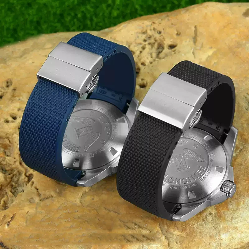 

21mm Silicone Watch Strap Waterproof Watchband for Longines Strap for Conquest HydroConquest L3.742 782 Series