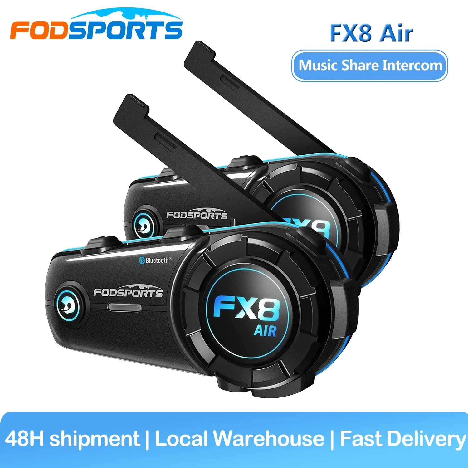 Fodsports FX8 Air Motorcycle Intercom 4 Riders Helmet Headset Bluetooth 5.0 Interphone FM Radio Intercomunicador Moto Waterproof