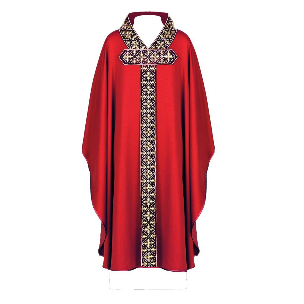 Priest Clergy Celebrant Chasuble Mass Vestments Robe Gown Cape for Adult Women Men Halloween Stage Carnival Fancy Suit