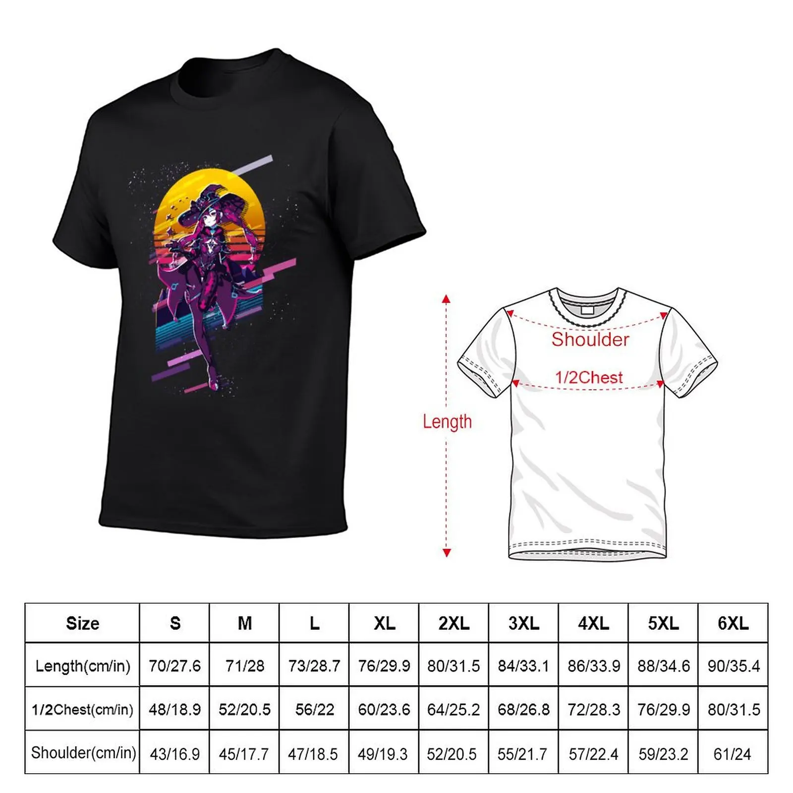 Mona - Genshin Impact 80s retro T-Shirt summer tops sports fans plain white t shirts men