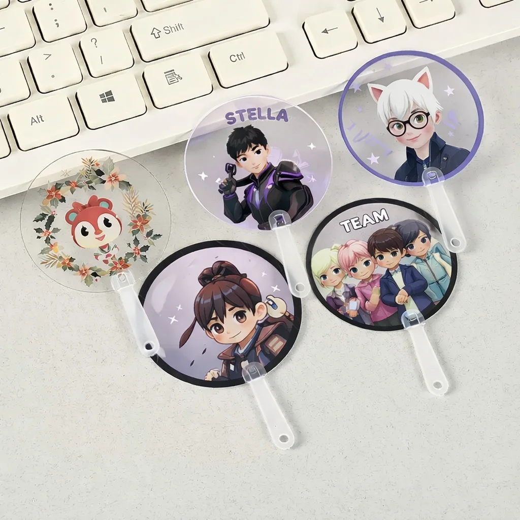 Custom Kpop Mini Picket Transparent Hand Fan Plastic Kpop Concert Fan  DIY Accessory Keychain Charm 20-50-100 Pcs