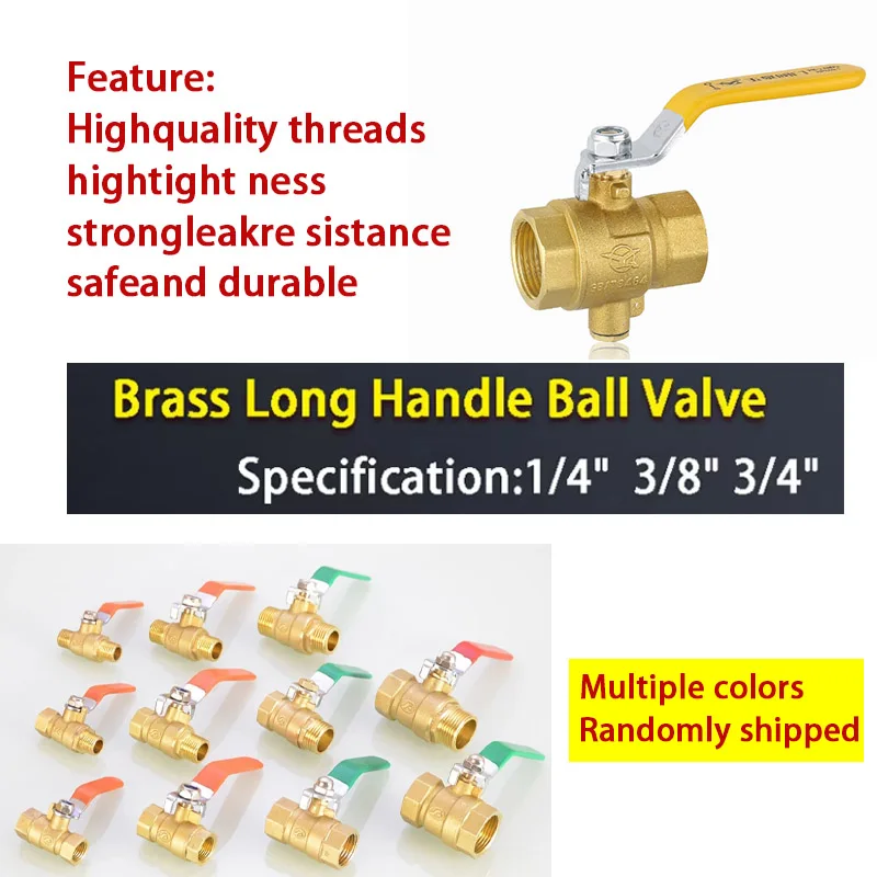 1/4 IN 3/8 IN 1/2 IN 3/4 IN Ball Valve Switch Thickened Full Copper Ball Valve Long Handle Hot And Cold Water Pipe Switch Joint