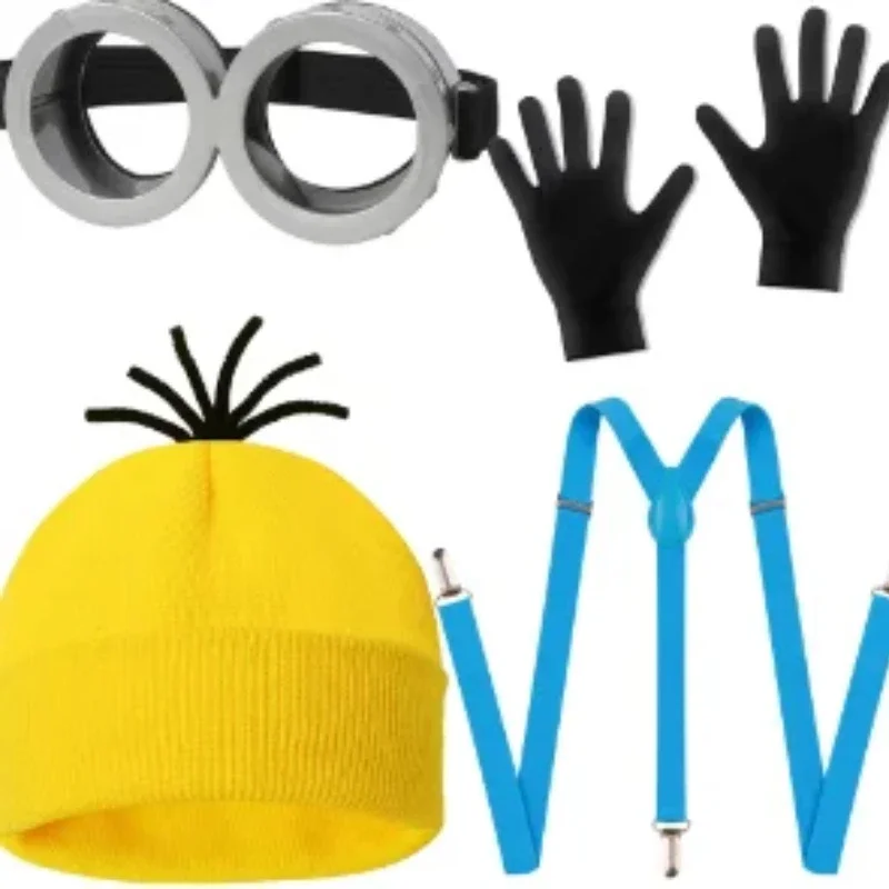 Halloween Little Yellow Man Party Cosplay Adult Costumes Accessories Movie Cartoon Dress Up Magical Thief Dad Goggles Knit Hats