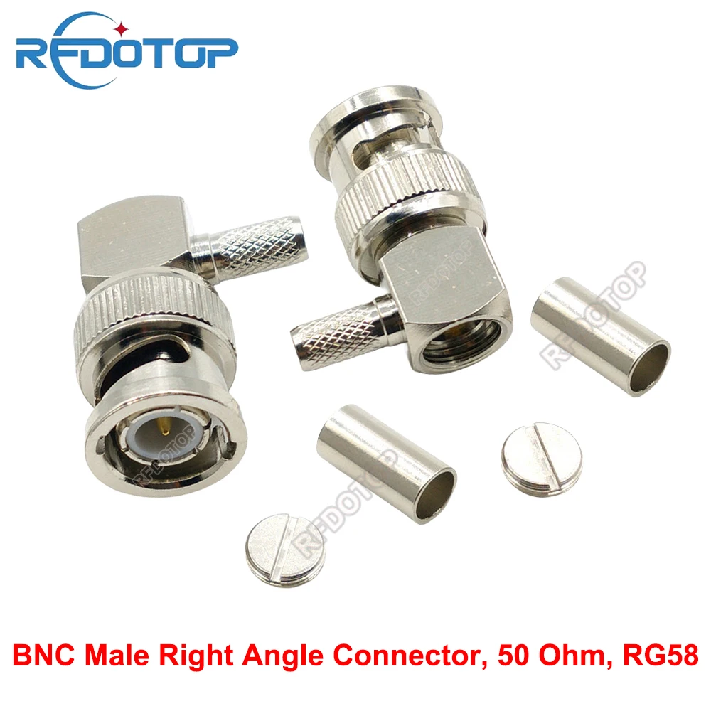 10PCS Q9 BNC Male Plug Right Angle RF Connector RG58 Coaxial Cable Wifi Radio Antenna Q9 BNC-J 90° Degree Connector