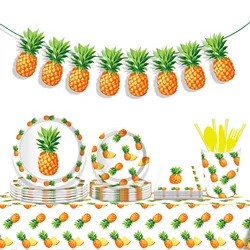 Estate hawaiana ananas foglia tema decorazione festa piatto di carta tovagliolo di carta Set di stoviglie forniture per feste di compleanno