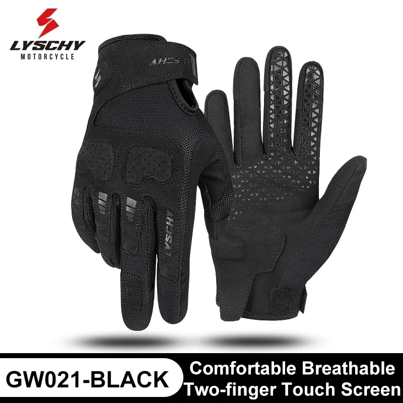 LYSCHY Summer Motorcycle Gloves Breathable Full Finger Anti‑Fall Wear‑Resistant Touch Screen Motocross Dirt Bike Off‑Road Riding