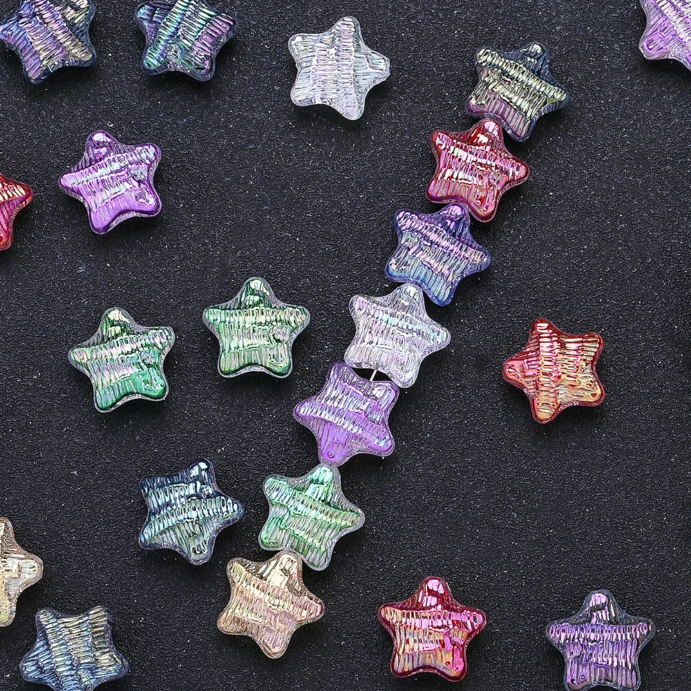 10 Stück 19mm Aurora UV-beschichtete Acryl-Sternperlen Bunte Sternanhänger für DIY-Bastelarbeiten und Schmuckherstellung Zubehör – Detail 1