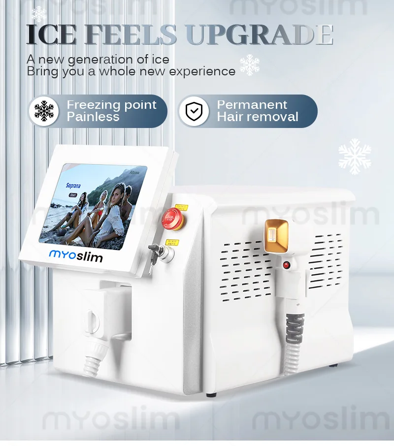 Depiladora láser de diodo de alta potencia, depiladora indolora de enfriamiento permanente, 808nm755nm1064nm, 3000W, titanio de hielo, última