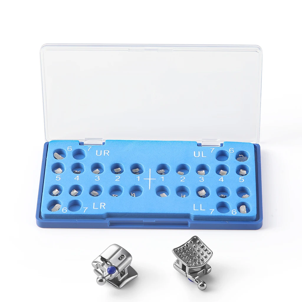 24 Stück AZDENT Zahnspangen, selbstligierende Brackets, Mini Roth/MBT.022, Haken 3 4 5, Bukkalröhrchen, MIM Monoblock-Basis – Detail 2
