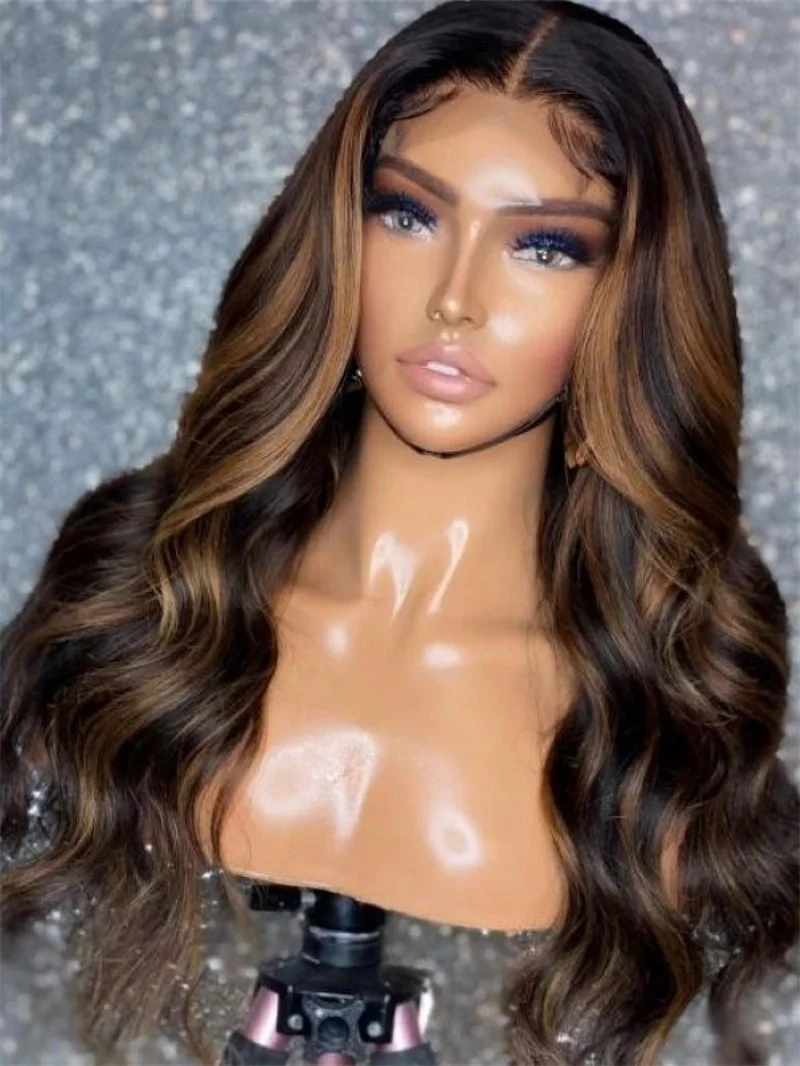 

Soft Highlight Brown Body Wave 30inch Preplucked Glueless 5x5 Silk Base Jewish Human Hair Wig Baby Hair HD Lace European Hair