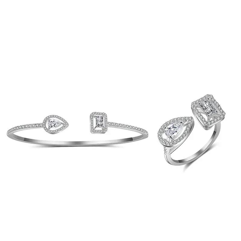 Europe and the United States hot selling irregular ring bracelet set AAA zircon personality hand accessories