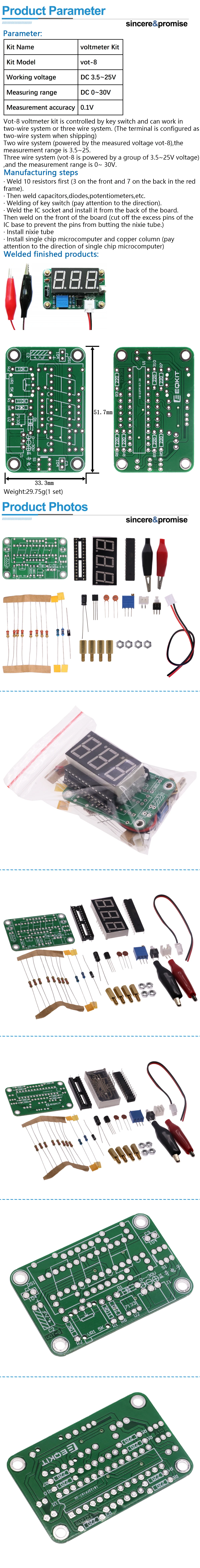 1 satz dc 3,5 ~ 25v VOT-8 diy voltmeter kit spannungs messer diy elektronische produktions suite – Detail 2