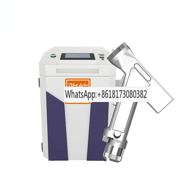 Small portable fiber optic handheld laser cleaning machine, stainless steel, iron metal rust removal, paint cleaning machine