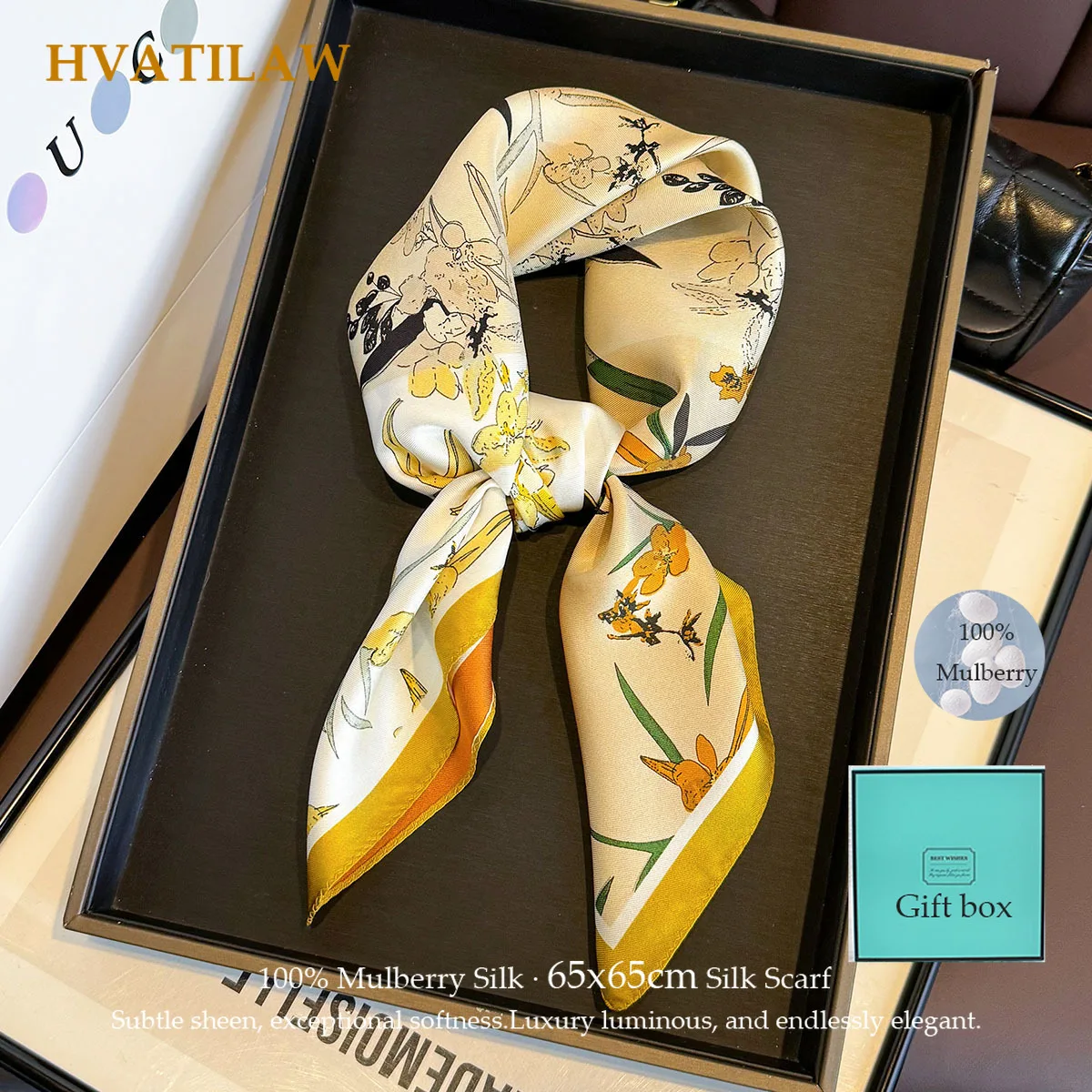 

100% Pure Silk Square Scarf Women Luxury Korean Scarves Hijab Shawl Headband Hairband Neckerchief Headkerchief Foulard Bandana