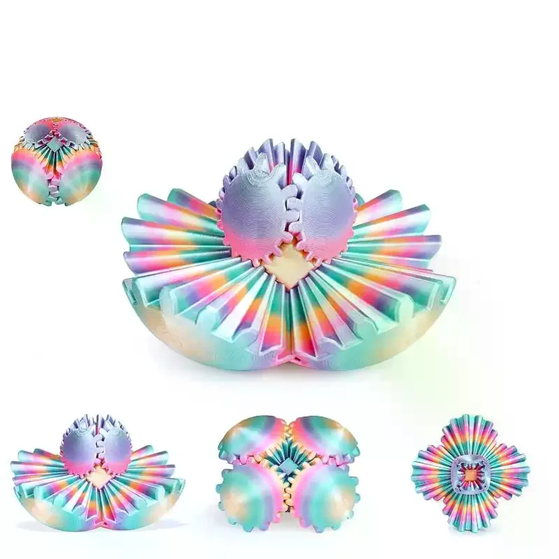 3D Printed Gear Ball Fidget Spin Ball Or Cube Stress Relief Desk Anxiety Relax Activity Gift