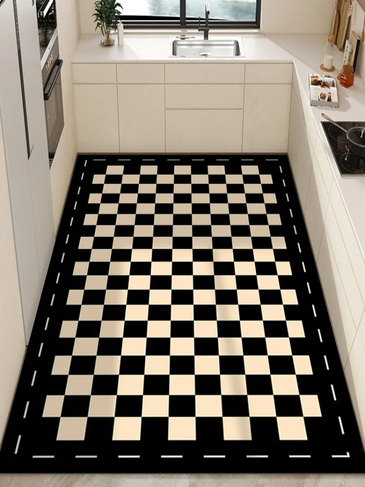 

Modern PVC Kitchen Floor Mat Non-Slip Oil-Resistant Easy to Clean Waterproof for Balcony Leather Sle No-Wa Carpet
