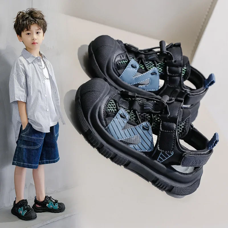 

Children's Sandals 2025 Summer New Anti Collision Kid's Sports Sandals Mesh Breathable Soft Bottom Boys' Casual Beach Shoes