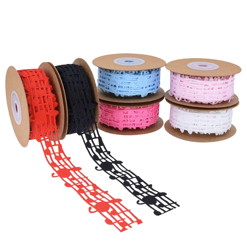

225 New Hollow Embossed Musical Note Ribbon Clothing Accessories Hairpin Bow Decoration Material Webbing Handmade