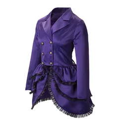 Women Medieval Victorian Costume Suit Gothic Steampunk Trench Vintage Jacket Coat Halloween Carnival Suit