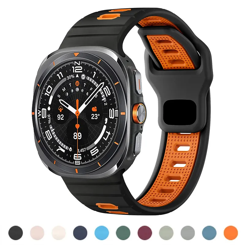 

Silicone Strap for Samsung Galaxy Watch Band Ultra 47mm Smartwatch Accessories Two-tone Breathable Bracelet Galaxy Watch 7 Ultra