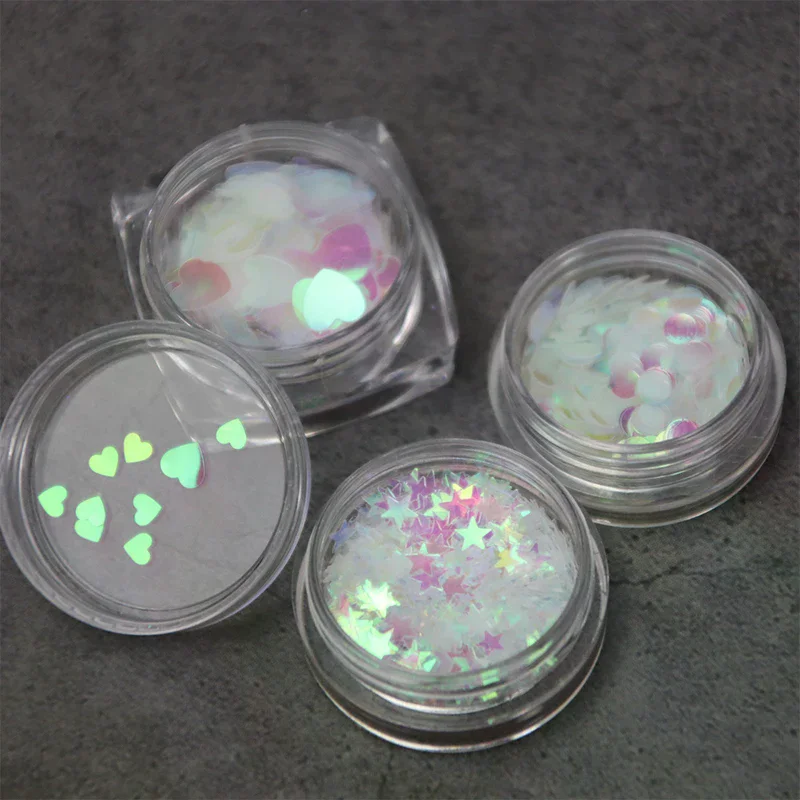 1箱 ホログラフィックレーザーネイルスパンコール - スーパーグリッターオーロラフレーク、DIYスパークルマニキュアアクセサリー、サロンや自宅用