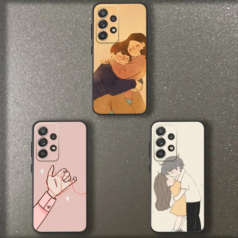 

Cartoon Couple Phone Case For Samsung S 25,24,23,22,30,21,10,9,Ultra,Plus,Lite,FE,4,5 G Soft Black Case