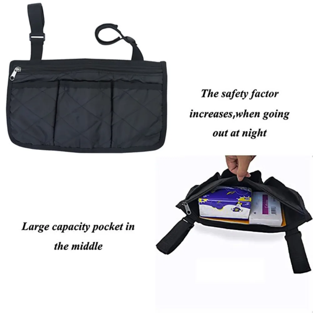 Multi-pocket Wheelchair Hanging Bag Portable Folding Seat Armrest Side Storage Bag Large Capacity Carry Bag Arm Rest Pouch