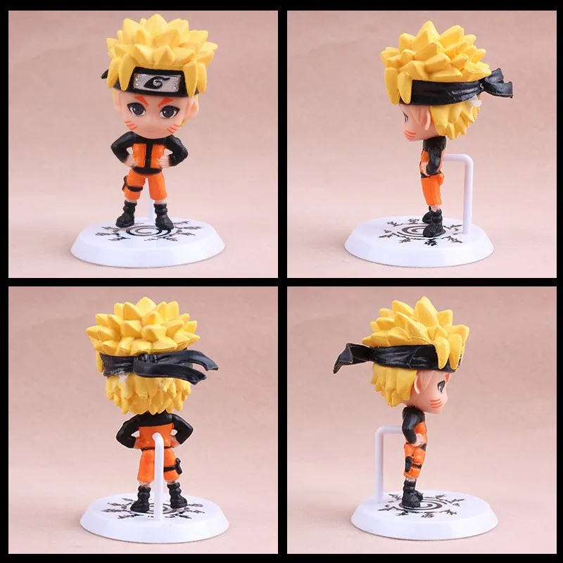 6 Pcs/Set Naruto Anime Model Figures 7-8cm Tinny Sasuke Naruto Gaara Standing Posture Desktop Ornaments Gifts Toys For Child