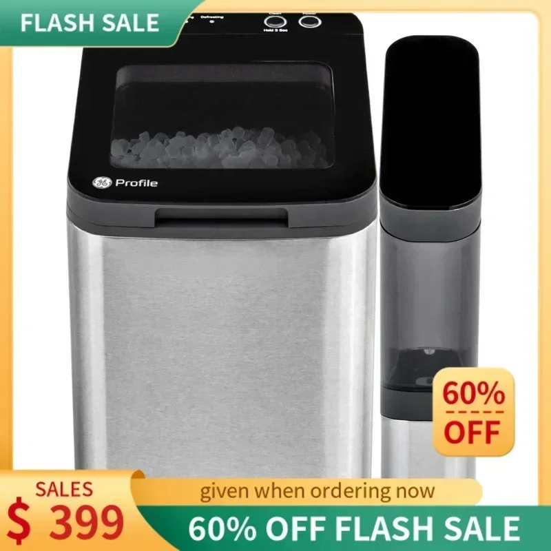 

DD2GE Profile Opal 1.0 Nugget Ice Maker с боковым резервуаром | Настольный льдогенератор для гальки | Портативный льдогенератор делает до 34 фунтов.