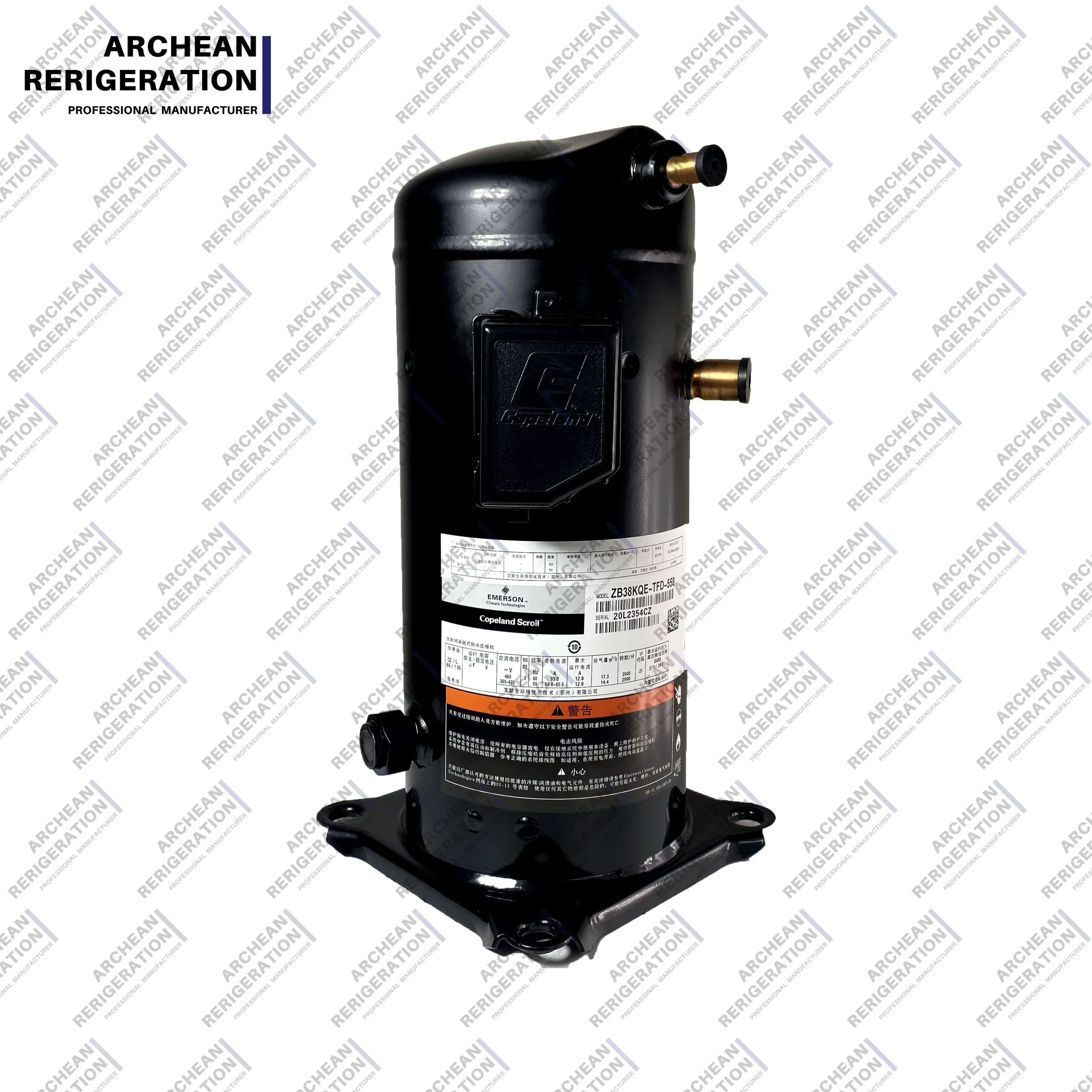 

COPELAND SCROLL AIR CONDITIONER COMPRESSOR FOR REFRIGERATION 10 HP COPELAND SCROLL COMPRESSOR ZR12M3 ZR12M3-TWD-522