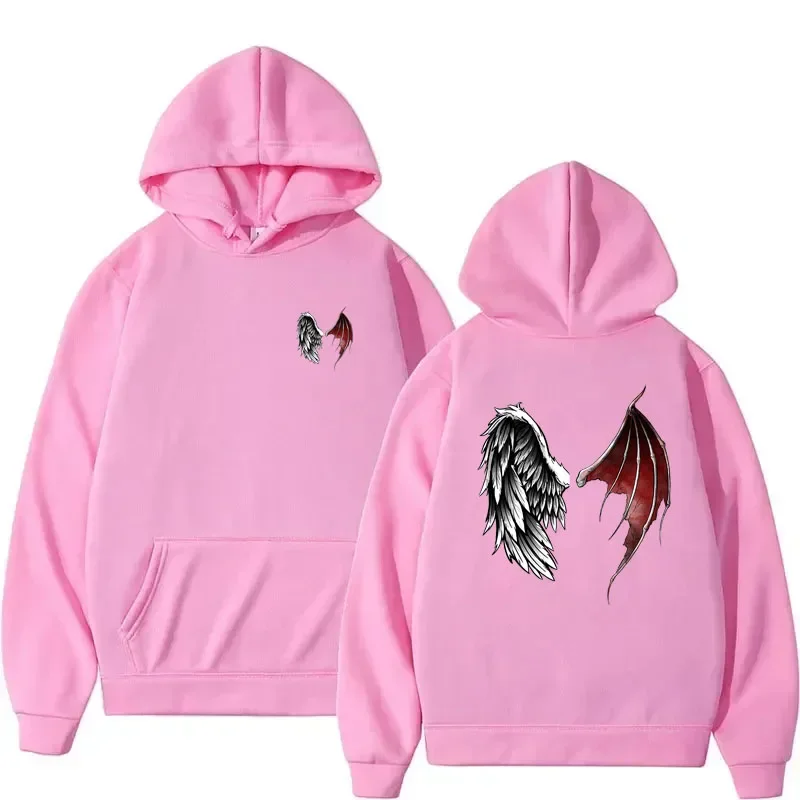 Lucifer Wings Pullover Hoodie Devil Angel Wings Heaven and Hell Gift Idea on Women Hooded Fleece Pullover Sport Sweatshirt