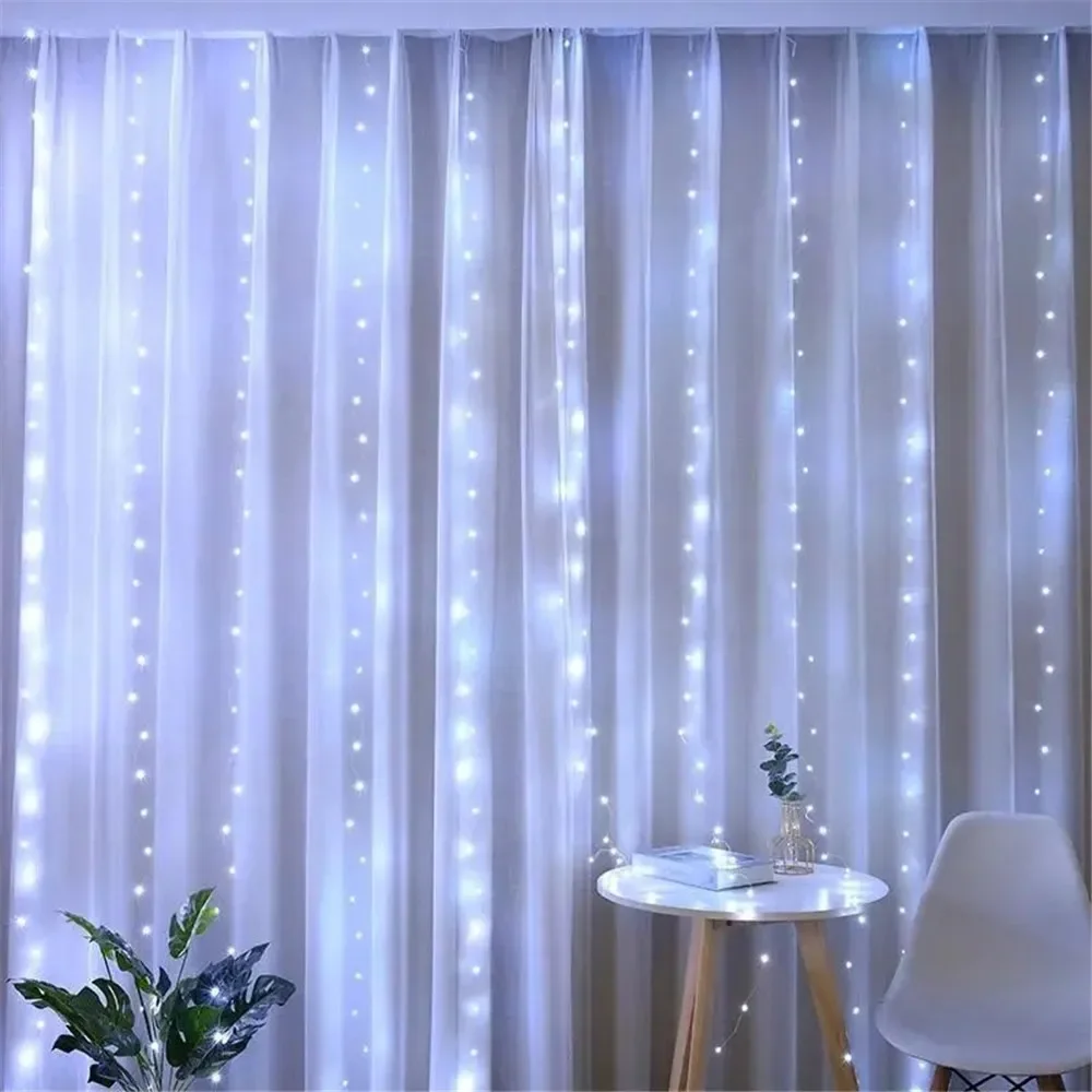 3M LED New Year 2025 Christmas Fairy String Lights Remote Control USB Curtain Lamp Holiday Decoration for Home Bedroom Window