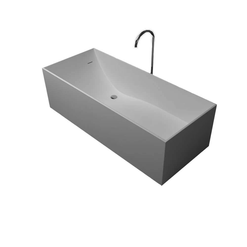 

1700x720x540mm Solid Surface Stone CE Approval Bathtub Rectangular Freestanding Corian Matt White Tub RS6514A