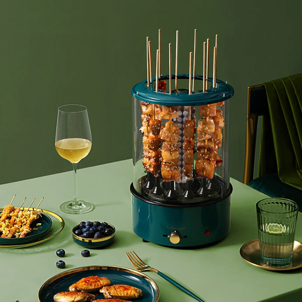 شواية شواية كهربائية أوتوماتيكية بدون دخاني شواية باربيكيو عمودية موحدة للتدفئة آلة كباب خروف 12 أسياخ التحكم في القوة النارية