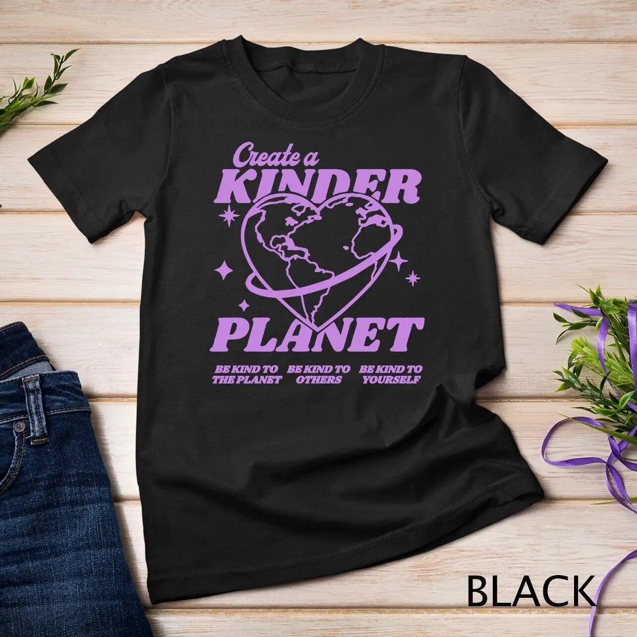 Crea un Kinder Planet estetica Trendy Earth Day Gifts maglietta rosa Unisex