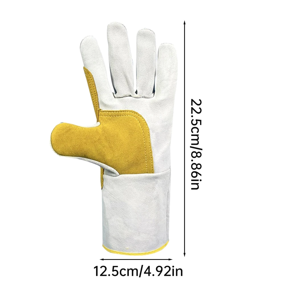 Work Gloves Cowhide Leather Welding Gloves Heat-Resistant Flame Retardant Anti-cutting Oven Fireplace Welder Supplies