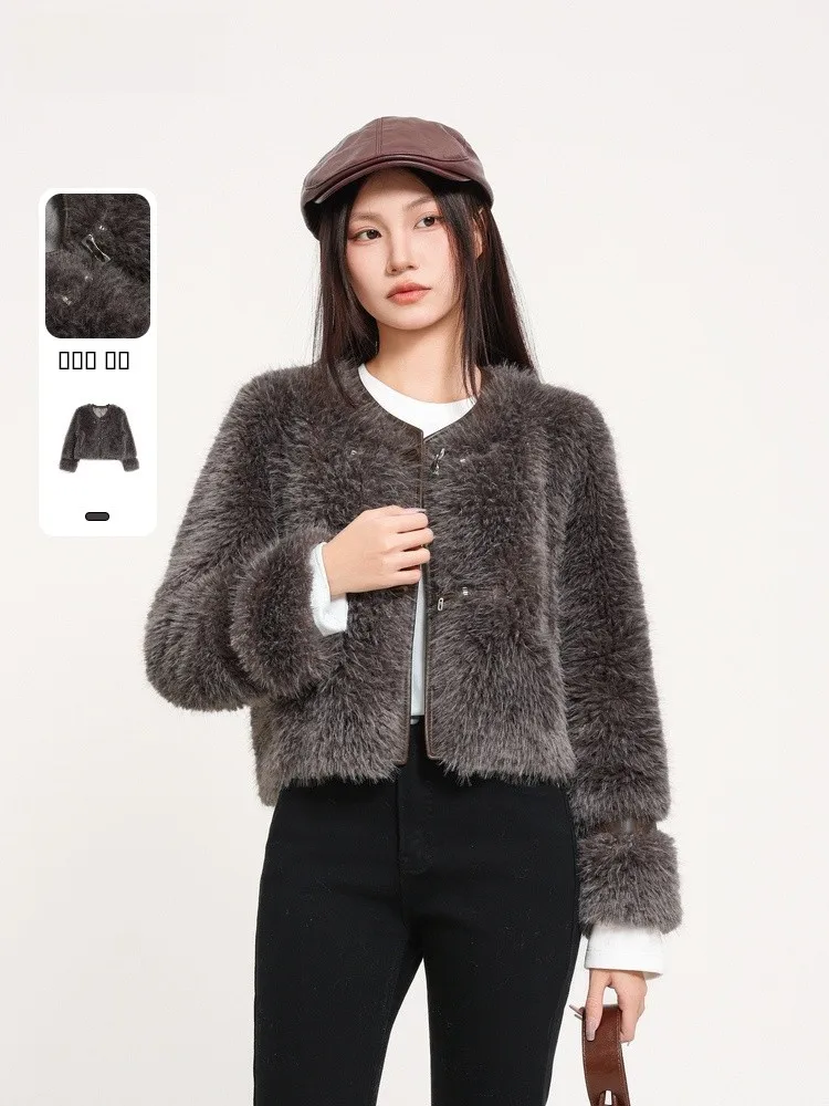 

Мягкая и удобная короткая шуба из искусственного меха с длинными рукавами, универсальная, свободного кроя, из качественного полиэфирного волокна, зимнее пальто.