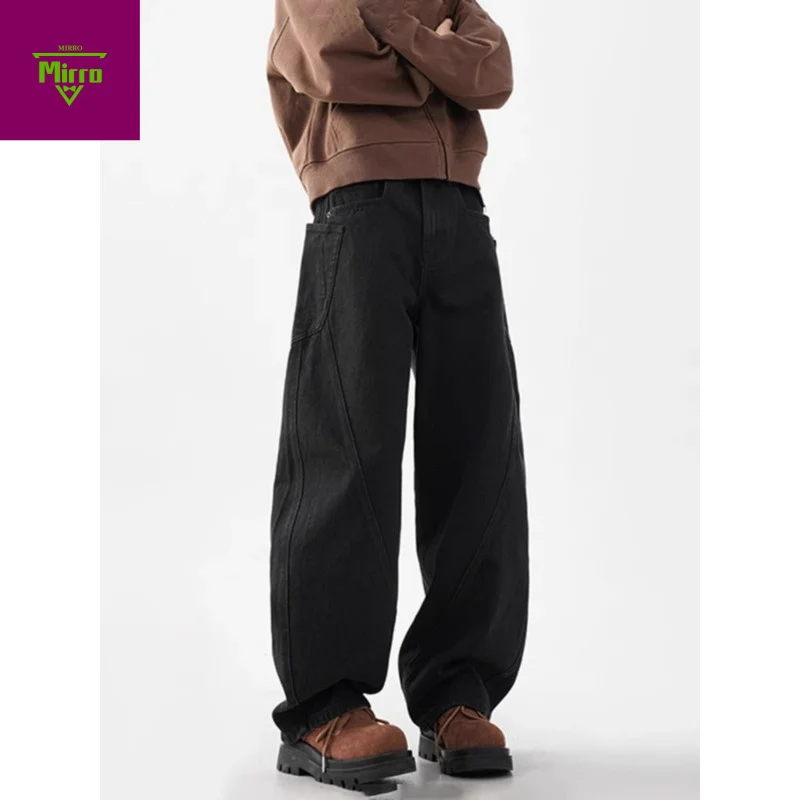 

【Mirrordust】Autumn Men and Women Loose Fashion cargo Pants Straight Pocket Jeans