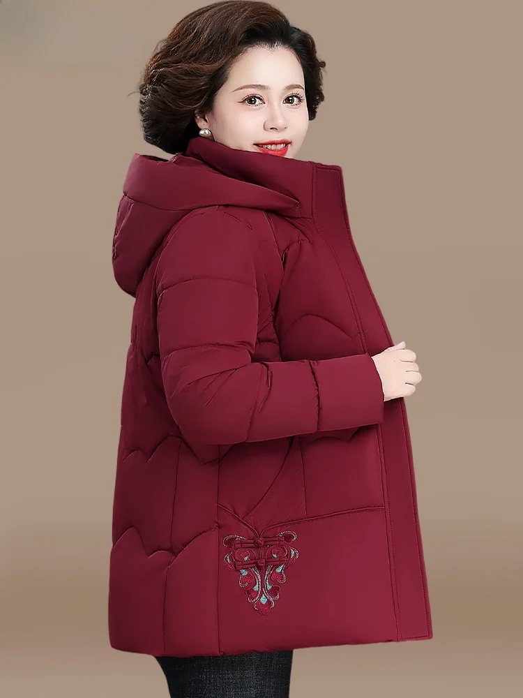 

Утепленное хлопковое пальто для женщин среднего и старшего возраста, зимняя верхняя одежда, длинное пальто в корейском стиле, модное и элегантное.