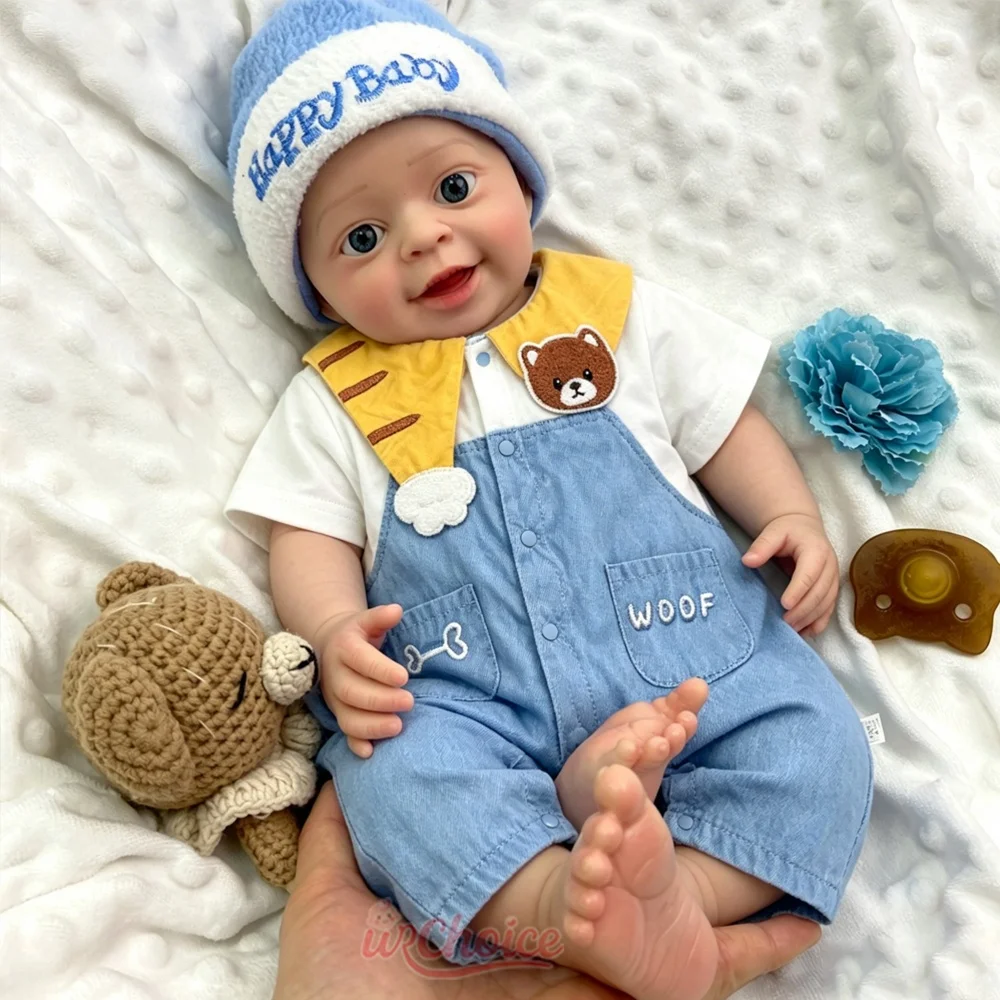 

45cm True-Shape Silicone Reborn Baby Boy Doll Realistic Posture Flexibility Fine Texture Professional Prop For Film Production