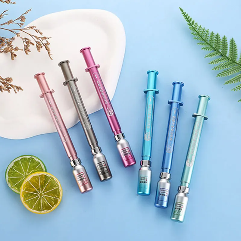 90Pcs Luminous Vaccine Needle Gel Pens Simulation Syringe Modeling Children's Toys Students Stationery Pen Wholesale